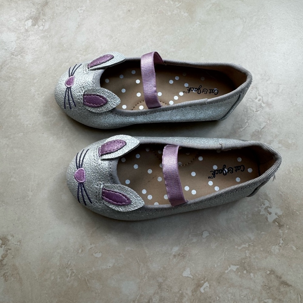 Cat & Jack Silver & Purple Bunny Dress Shoes